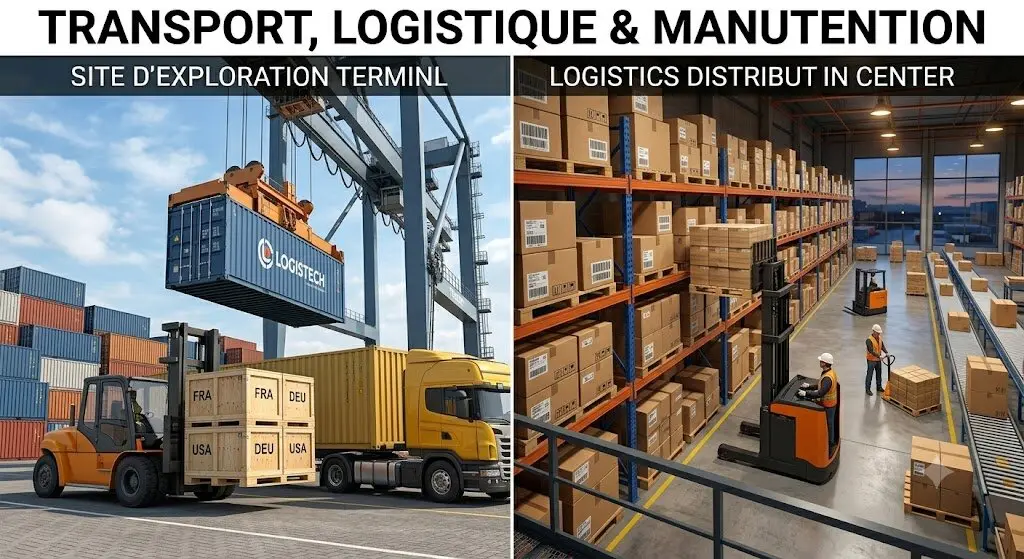 Camions et entrepôts dédiés à la logistique minière