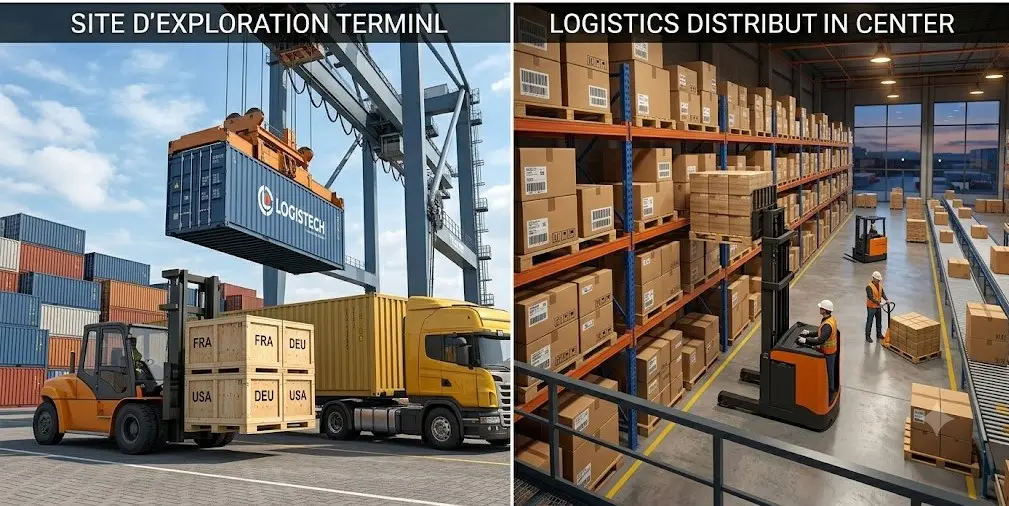 Camions et entrepôts dédiés à la logistique minière